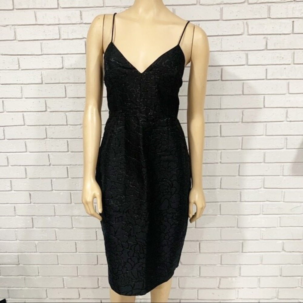 J.Crew Black Floral Jacquard Dress Quiet Luxury Statement Sz 14 NWT